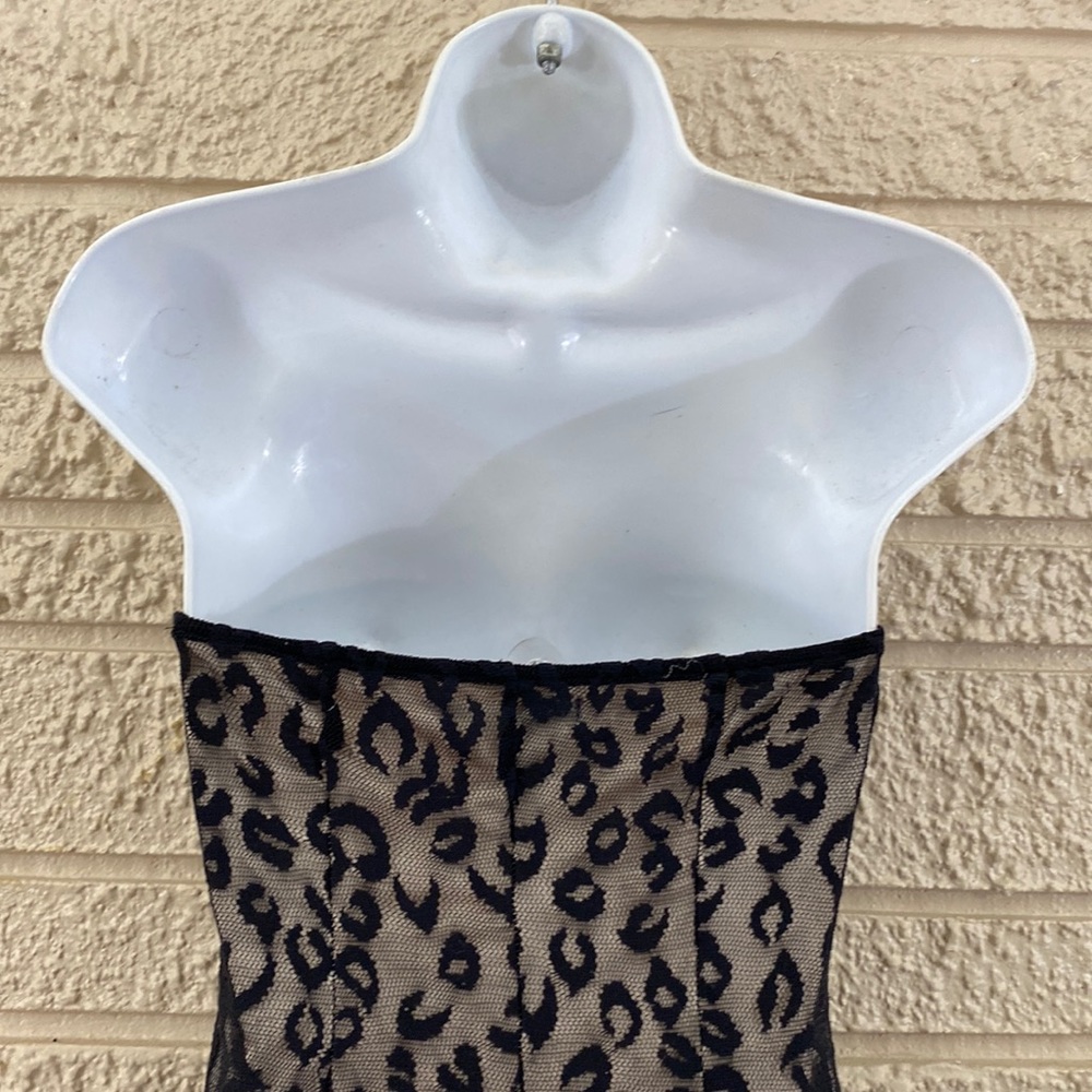 🌹Forever 21 Animal Print Design Stretch Lace Ruched Front Dress - Picture 4 of 8